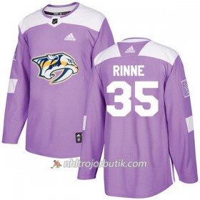 Män Ishockey Nashville Predators Tröja Pekka Rinne 35 Adidas 2017-2018 Lila Fights Cancer Practice Authentic